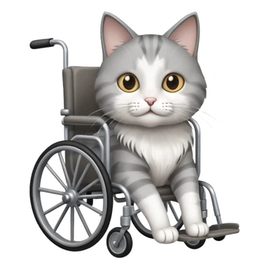 grey and white disabled cat in cat wheelchair sticker