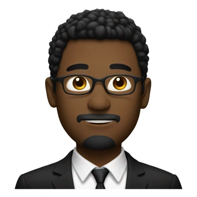 Black circle with a man with a black suit on, with a black top hap sticker