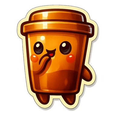Tall coffee cup, intrigued, drinking sticker