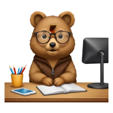 work with desktop quokka wearing glasses sticker