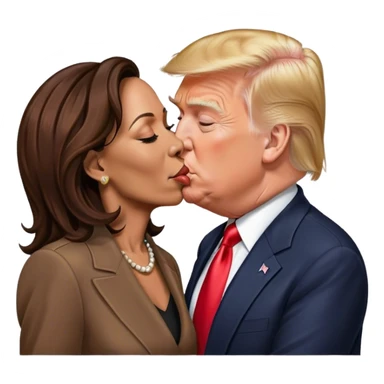 Trump and Kamala kissing sticker