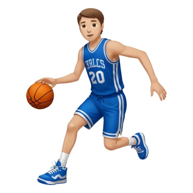 A white man with brown hair with a basketball, doing a layup sticker