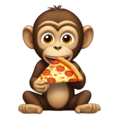Monkey eating pizza sticker