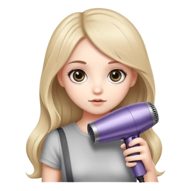 chibi girl with big eyes holding a Dyson hair dryer sticker