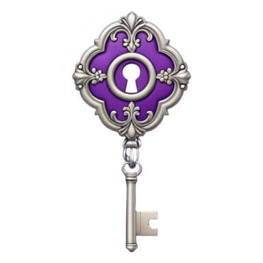 room key with antique silver purple leather sticker