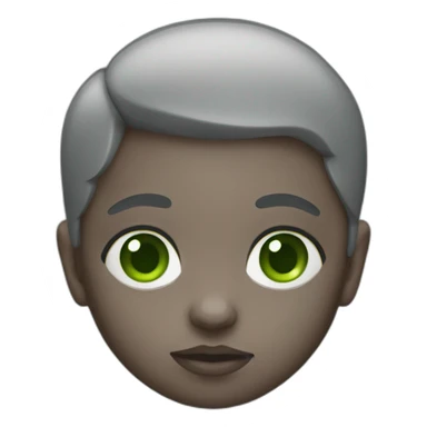 WhatsApp infant emoji with grey skin and green eyes sticker