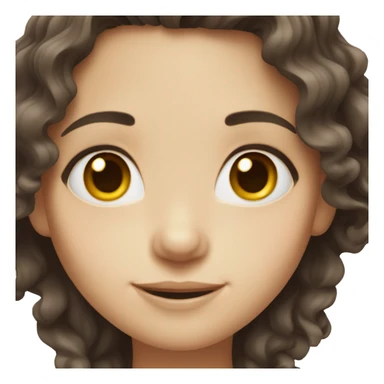 white Skin smiling girl with dark brown wavy hair  sticker