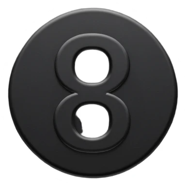 Minimal emoji, number 8 made of solid matte black metal, thick symmetrical form, subtle metal texture, deep shadows, no glow, no neon, flat emoji design, centered, transparent background sticker
