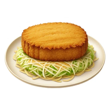 Cinematic Realistic Tonkatsu Dish Emoji, featuring a golden, breaded pork cutlet served with shredded cabbage rendered with rich textures and vibrant, dynamic lighting. sticker