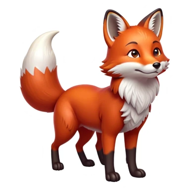 cinematic-noble [fox]-realistic-full-body-standing on all fours-emoji,-tail-tucked-close,-head-tilted-dramatically,-fox-[red]-fur,-simplified-yet-realistic-focused-features,-highly-detailed,-glowing-with-an-almost-sarcastic-glow  expressive eyes sticker