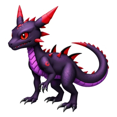 Scaly Cute Badass Gloomy Dark Guilmon-Salandit-Umbreon-Fakémon-hybrid-creature (full body)  sticker