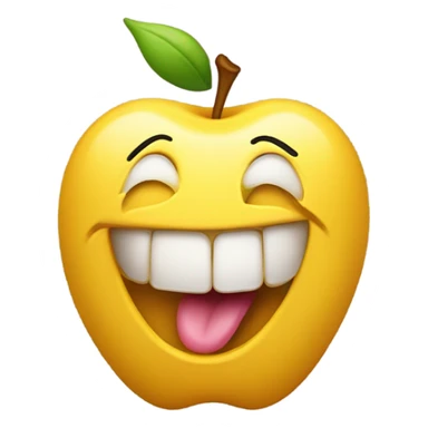Typical apple yellow emoji sticking tongue out laughing into somebody’s face sticker