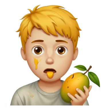 Boy eating mangoes, disgusted sticker