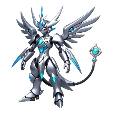 Shiny Futuristic Mechanical Glossy Celestial Godly Divine Metal-Fakemon-Pokemon-Digimon-Spectrobes-fusion, full body sticker