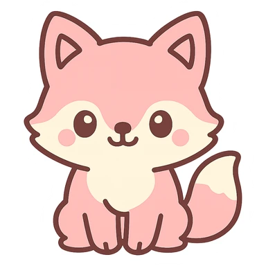 kawaii style pink fox, cute and playful sticker