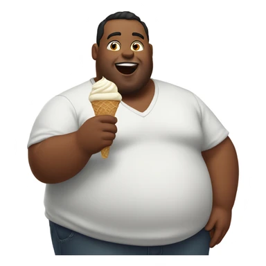 Fat guy eating ice cream sticker