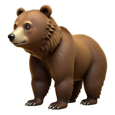 cinematic-[grizzly bear]-realistic-full-body-standing on all fours-emoji,-tail-tucked-close,-head-tilted-dramatically,-thick-[dark brown]-fur,-simplified-yet-realistic-focused-features,-highly-detailed,-glowing-with-an-almost-sarcastic-glow sticker