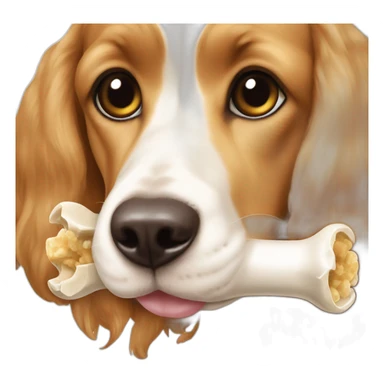 American cocker beige and white eating bone sticker