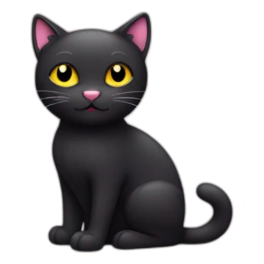 Cute Black cat with yellow eyes and pink nose sticker