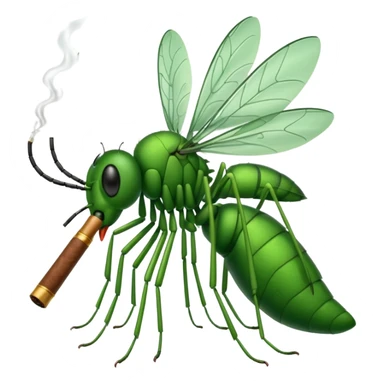 mosquito verde fumando un cigarro sticker