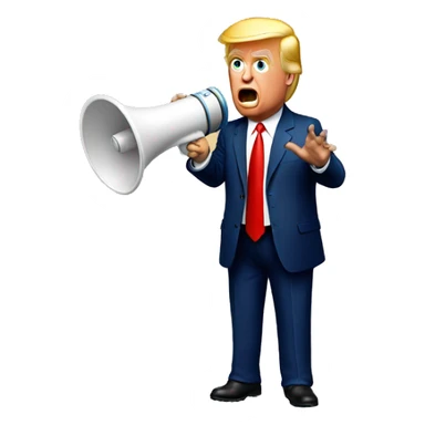 trump holds loudspeaker sticker