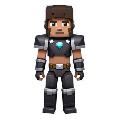 Minecraft character with netherite armor full body, blocky black armor set sticker
