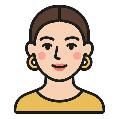 minimalist icon of a clean girl with slicked-back hair, gold hoop earrings, natural makeup, neutral background sticker