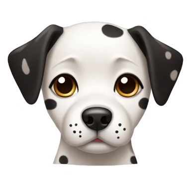 korean black spotted dog feeling awkward  with folded ears  sticker