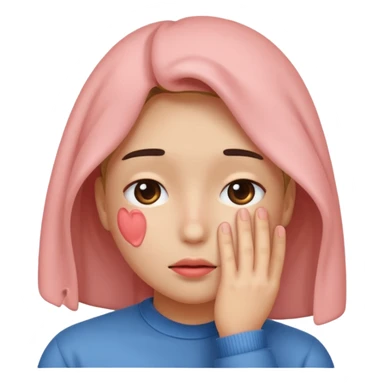 blushing and covering face sticker