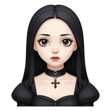 gothic girl with wide shoulders, small chest, black clothes, pale skin sticker