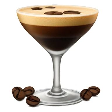 espresso martini with coffee bean garnish on the froth from the drink sticker