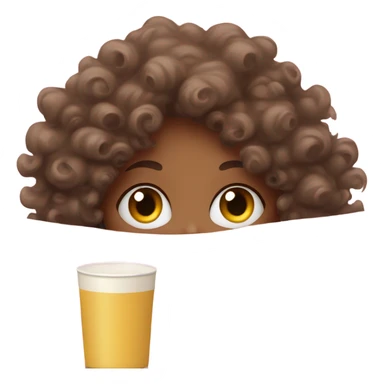 girl with curly hair inside a light pink blanket sipping match eyes opened sticker