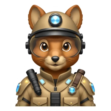 half robot futuristic squirrelcop sticker