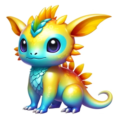 Exotic tropical shiny rare multi-colored epic cute Fakémon-creature, full body, with random markings sticker
