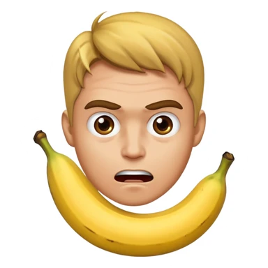 Una persona enojada Que tiene la cara Caliente pero a la vez fría sosteniendo una banana sticker