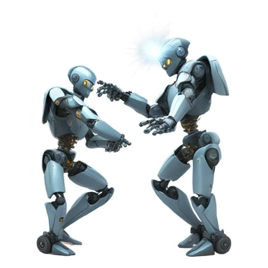 robot fighting with another robot sticker