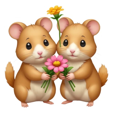 1 hamster giving flowers to another hamster sticker