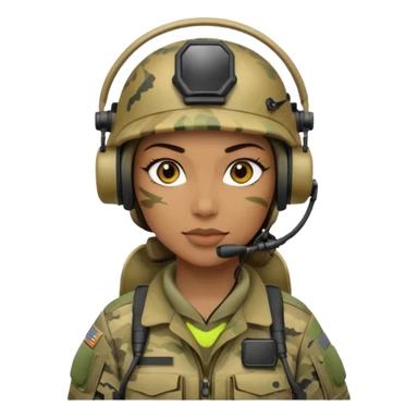 female special operations communications operator with combat gear sticker