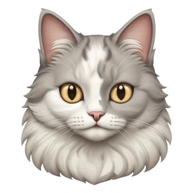 a very fluffy big grey and white cat sitting regally sticker