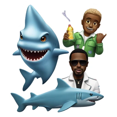 Shark with aliens, and p.diddy with baby oil sticker
