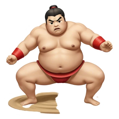 Sumo Wrestling – Cinematic Realistic Sumo Wrestling Scene, featuring a powerful sumo wrestler in traditional mawashi engaged in an intense bout on a sandy dohyo, muscles tensed and sweat glistening under dramatic arena lighting, capturing the raw energy and tradition of the sport. sticker