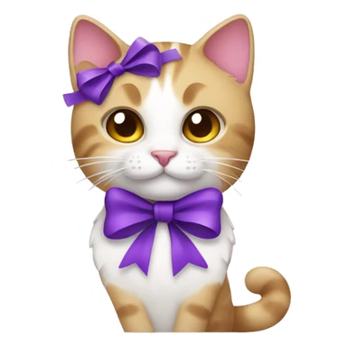 Cat with a purple bow sticker