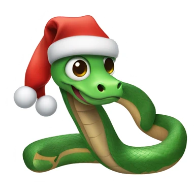 cute snake in a Christmas cap sticker