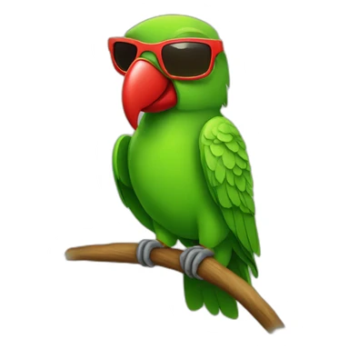 GreenParrot with red beak wearing sunglasses  sticker