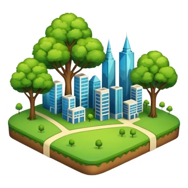 a piece of land with trees and buildings sticker