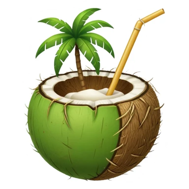 green coconut with straw sticker
