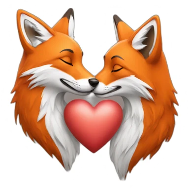 Fox kissing heart sticker