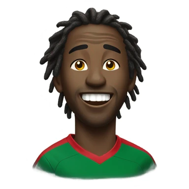 black man- short dread locks-  no facial hair laughing Portugal jersey lean crazy smile  sticker