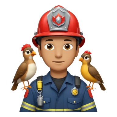 Fireman with bird sticker