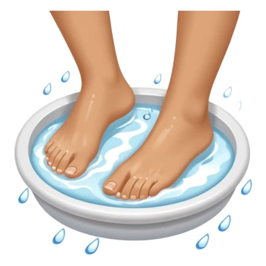bare feet being washed, pedicure sticker